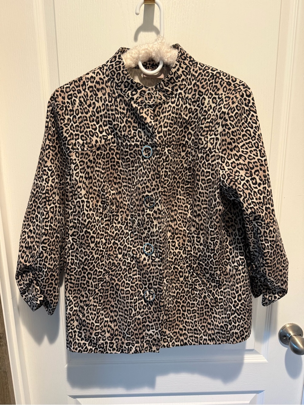 Chico's Leopard Print Button Front Jacket in Tan and Black Size 2